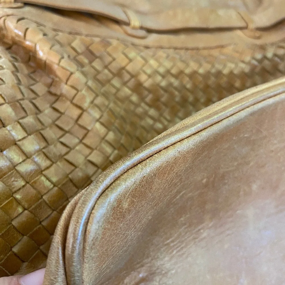 ADAX Copenhagen Camel Tan Brown Woven Braided Large Bag‎